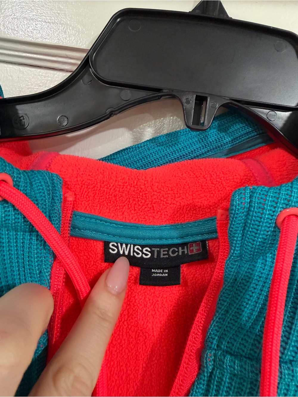 Swiss Tech Teal and Neon Pink Fleece Hoodie L - Picture 2 of 7